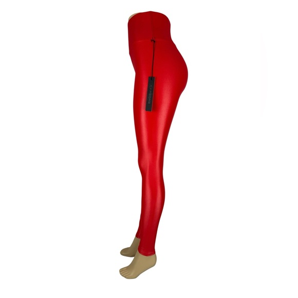 Carbon38 Womens Small Legging Takara Shine Red High Rise Nylon Lycra Gym NWT - Picture 3 of 9